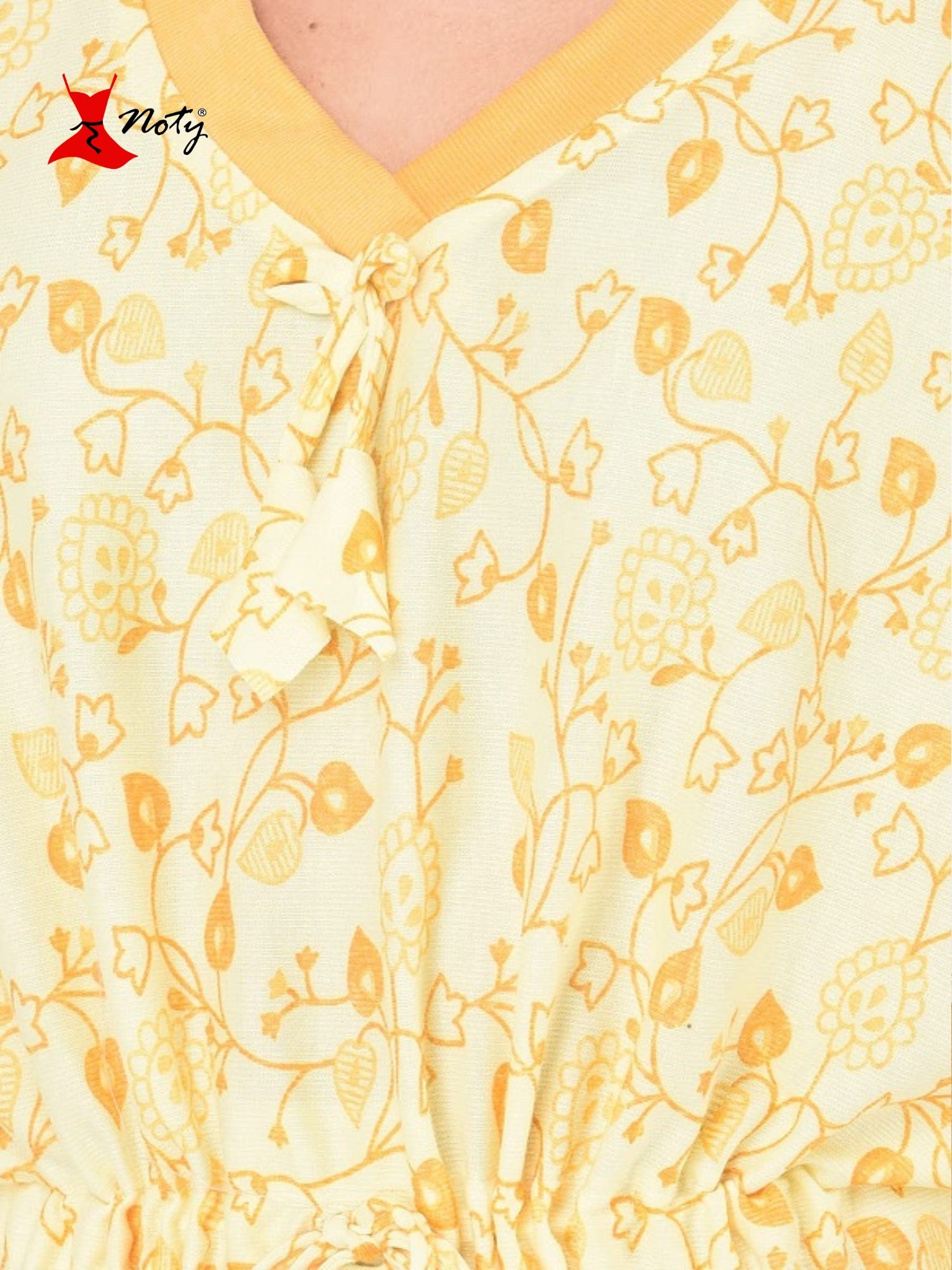 Noty Women's Soft Cotton Kaftan Maxi Nightgown Nighty Nightdress Nightwear -V-Neck- Floral