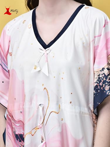 Noty ยฎ Women's Kaftan Nighty | Digital Print | Sarena Fabric | V Shaped Neck Nightwear | Nightdress for Girl