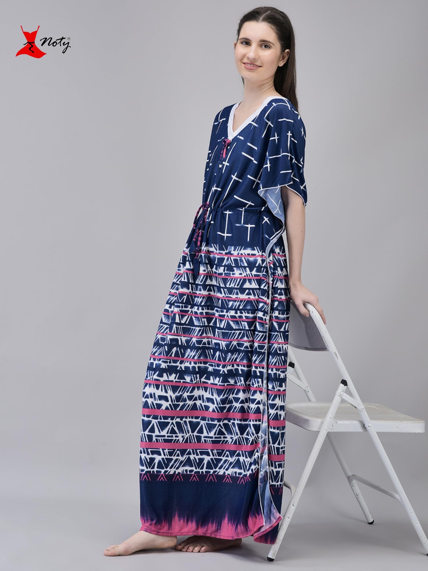 Noty ® Women's Kaftan Nighty | Printed Maxi | Sarena Fabric | Short Slevees Nightie | Nightgown for Girls & Women
