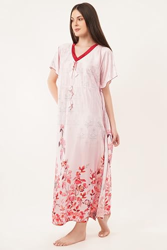 Noty ยฎ Women's Kaftan Nighty | Digital Print | Sarena Fabric | V Shaped Neck Nightwear | Nightdress for Girl