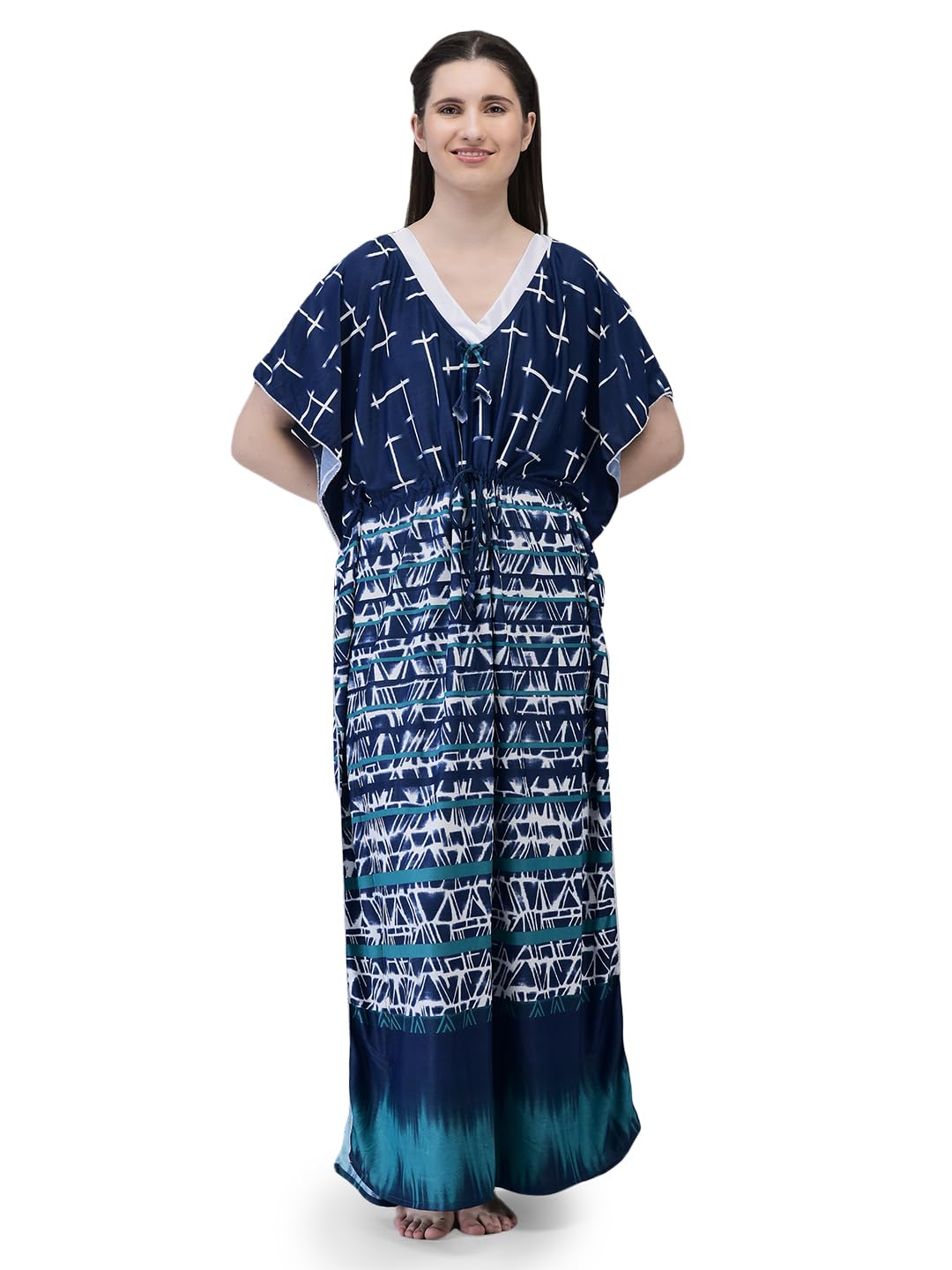 Noty ® Women's Kaftan Nighty | Printed Maxi | Sarena Fabric | Short Slevees Nightie | Nightgown for Girls & Women