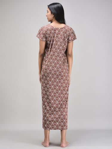 Noty® Women's- Maternity/Hospital/Delivery Gown- Poly Viscose Knits Fabric- Front Open | Printed | Round Neck with Button Closure | Pocket | Full Sleeves