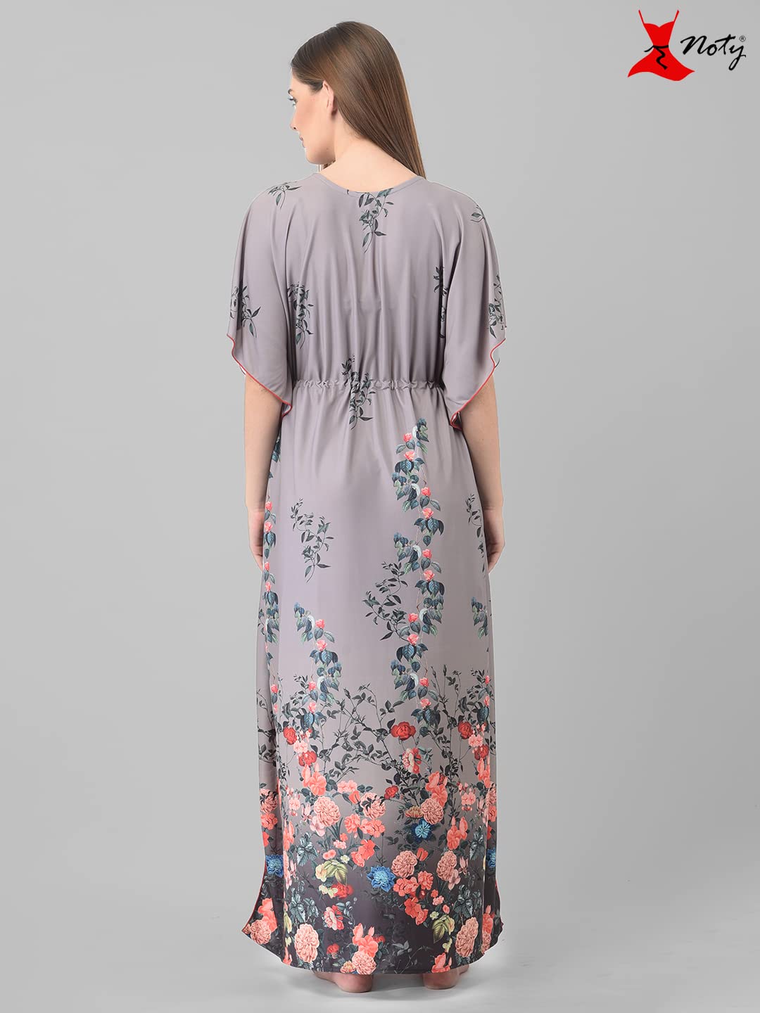 Noty ยฎ Women's Kaftan Nighty | Digital Print | Sarena Fabric | V Shaped Neck Nightwear | Nightdress for Girl