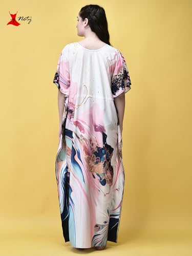 Noty ยฎ Women's Kaftan Nighty | Digital Print | Sarena Fabric | V Shaped Neck Nightwear | Nightdress for Girl