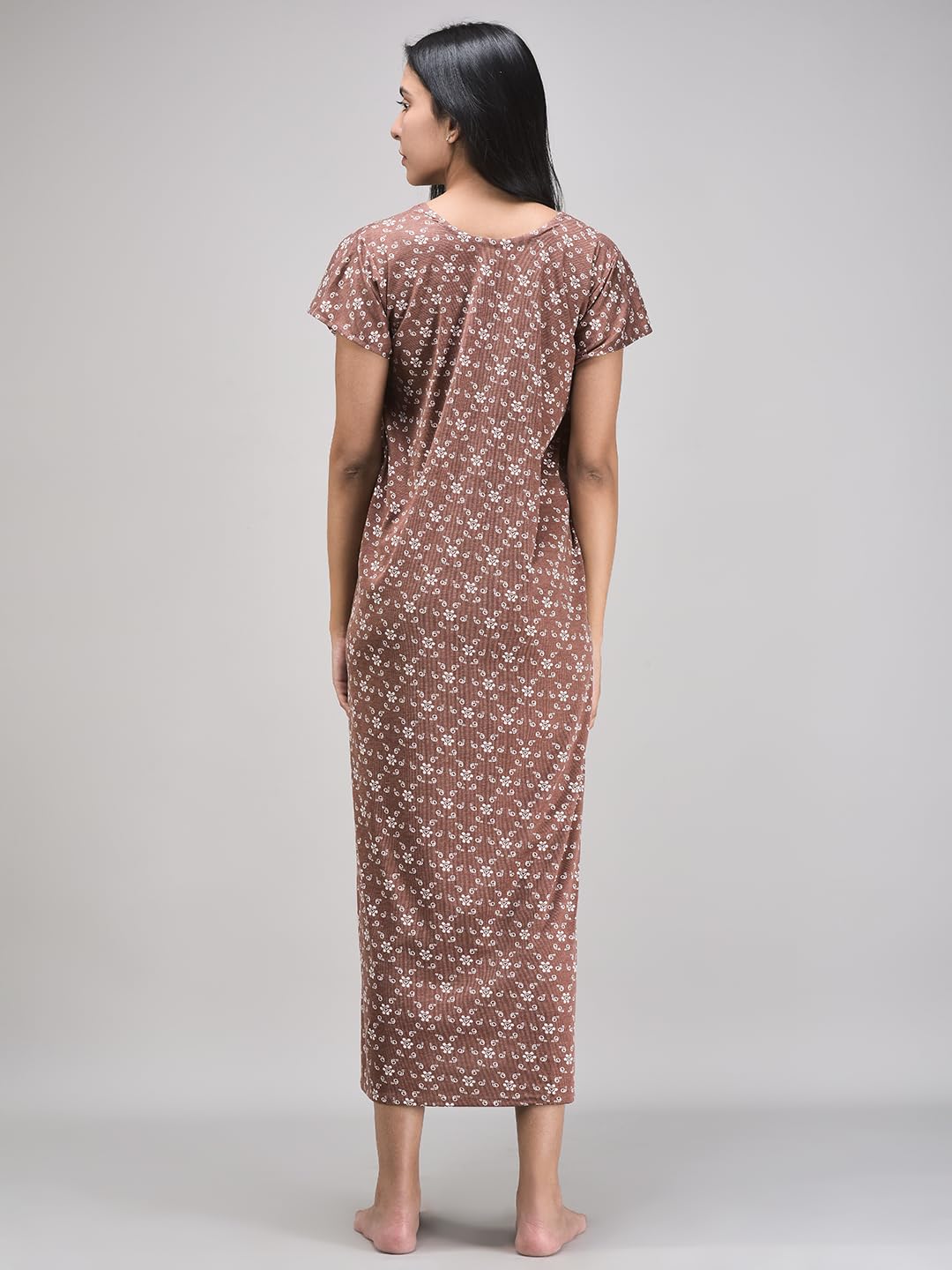 Noty® Women's- Maternity/Hospital/Delivery Gown- Poly Viscose Knits Fabric- Front Open | Printed | Round Neck with Button Closure | Pocket | Full Sleeves