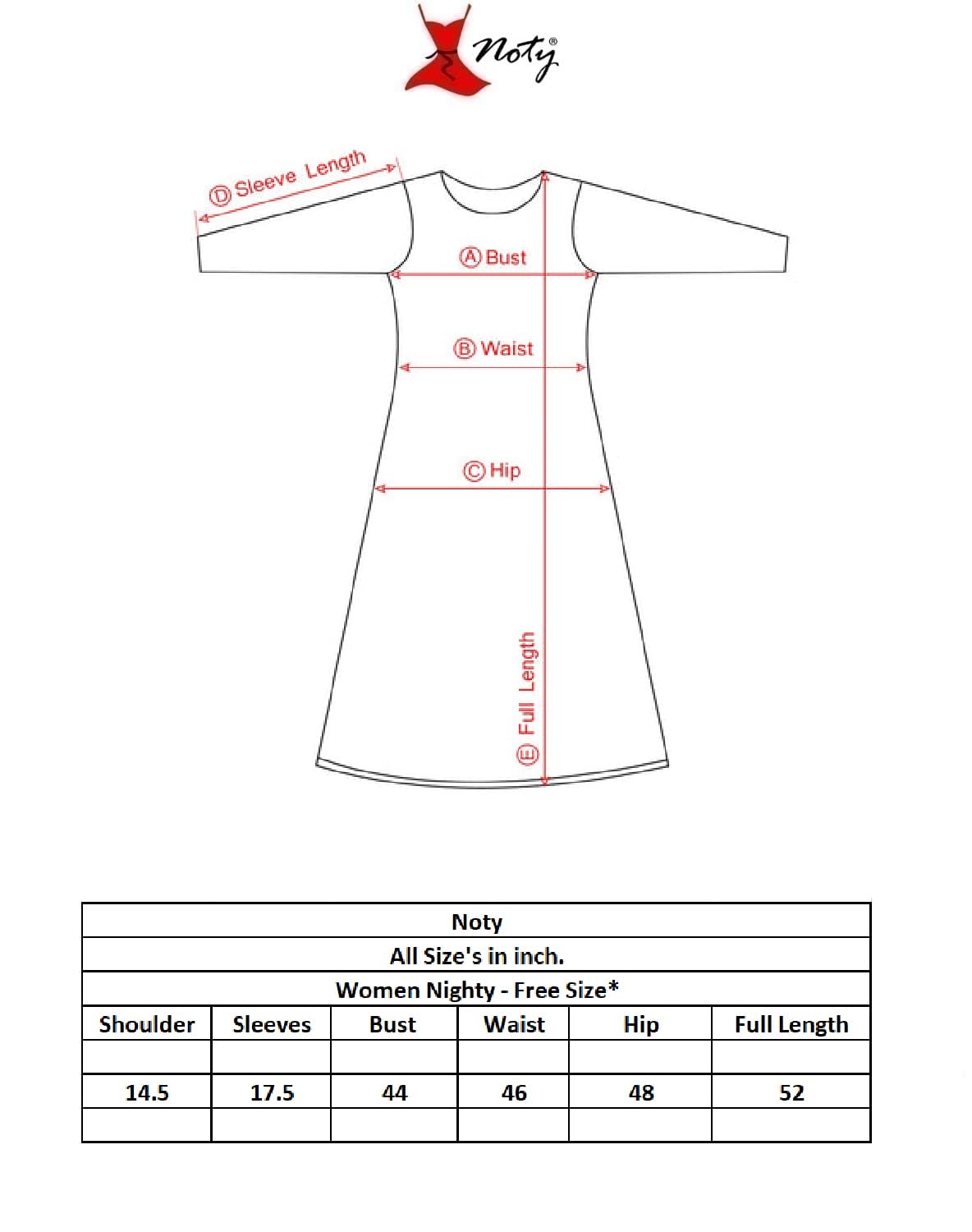 Noty® Women's- Nighty | Maxi | Gown- Poly Viscose Knits Fabric- Embroidery, Full Sleeves, Zip Closure