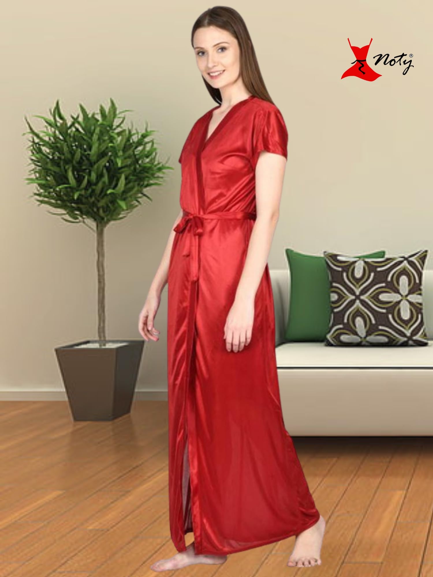 Noty - 2 Pc Women's/Girls' Hot Night Robe and Night Slip