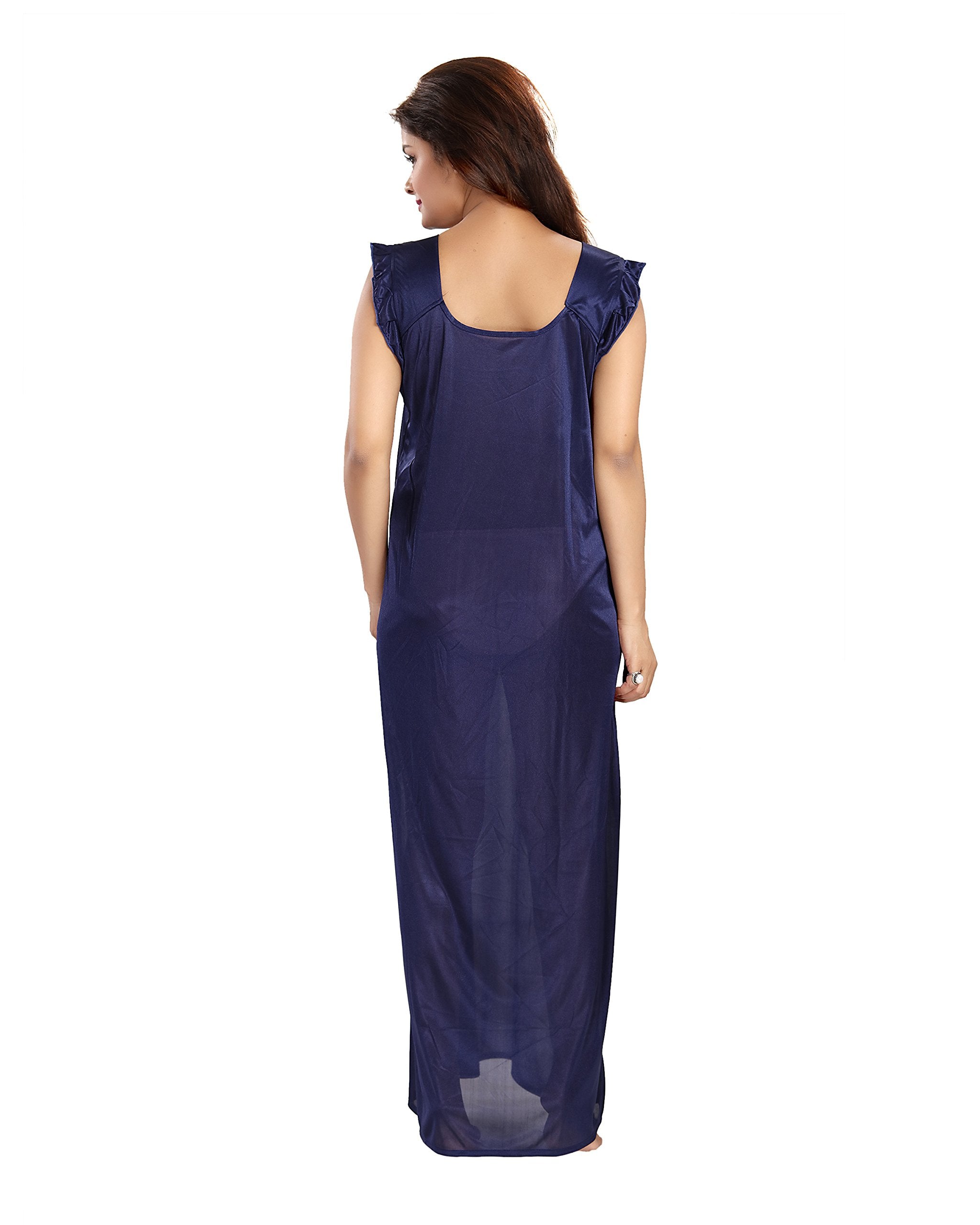 Noty ® Women's- 4 Pc- Nighty Set | Maxi | Robe |Gown- Satin Fabric- 4 Pc- Nighty with Robe and Night Suit