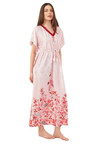 Noty ® Women's Kaftan Nighty | Digital Print | Sarena Fabric | V Shaped Neck Nightwear | Nightdress for Girl