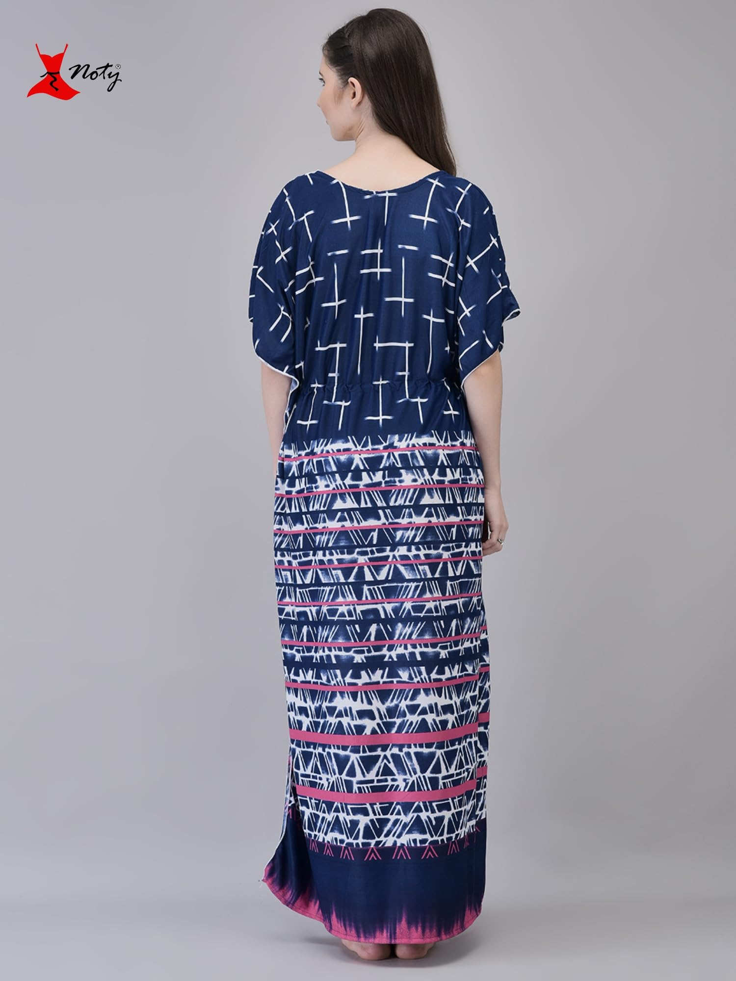 Noty ® Women's Kaftan Nighty | Printed Maxi | Sarena Fabric | Short Slevees Nightie | Nightgown for Girls & Women