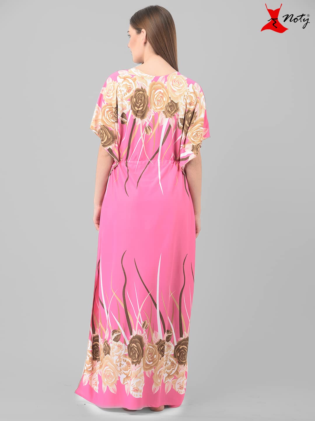 Noty ® Women's Kaftan Nighty | Printed Maxi | Sarena Fabric | Short Slevees Nightie | Nightgown for Girls & Women