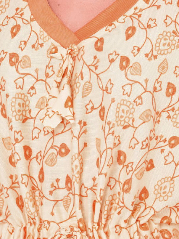 Noty Women's Soft Cotton Kaftan Maxi Nightgown Nighty Nightdress Nightwear -V-Neck- Floral