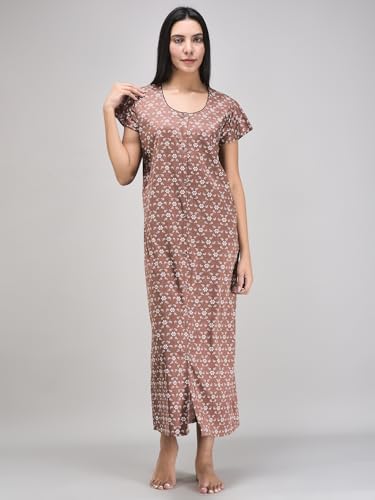 Noty® Women's- Maternity/Hospital/Delivery Gown- Poly Viscose Knits Fabric- Front Open | Printed | Round Neck with Button Closure | Pocket | Full Sleeves