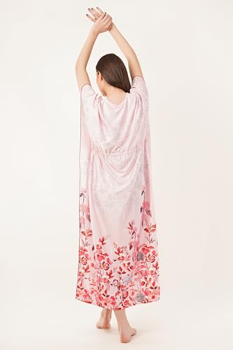 Noty ยฎ Women's Kaftan Nighty | Digital Print | Sarena Fabric | V Shaped Neck Nightwear | Nightdress for Girl
