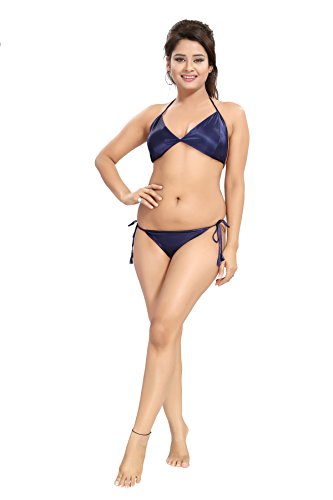 Noty Women's Satin Solid Capri Nightwear Set Pack of 7 (Navy Blue, Free Size)