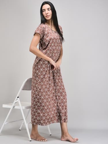 Noty® Women's- Maternity/Hospital/Delivery Gown- Poly Viscose Knits Fabric- Front Open | Printed | Round Neck with Button Closure | Pocket | Full Sleeves