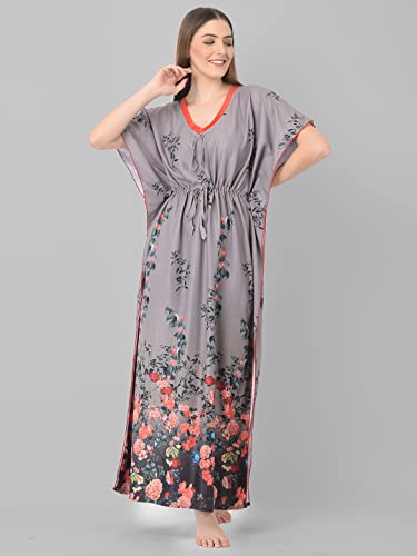 Noty ยฎ Women's Kaftan Nighty | Digital Print | Sarena Fabric | V Shaped Neck Nightwear | Nightdress for Girl
