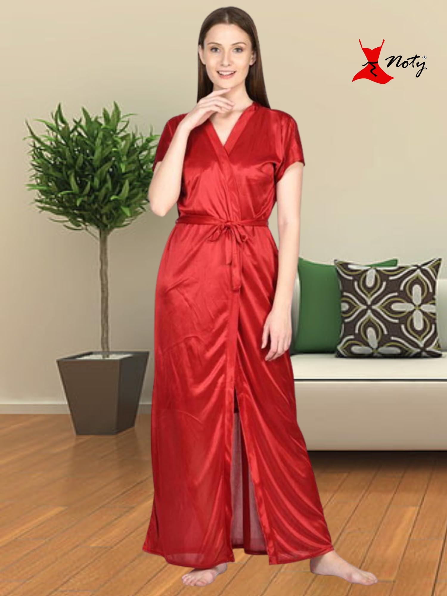 Noty - 2 Pc Women's/Girls' Hot Night Robe and Night Slip