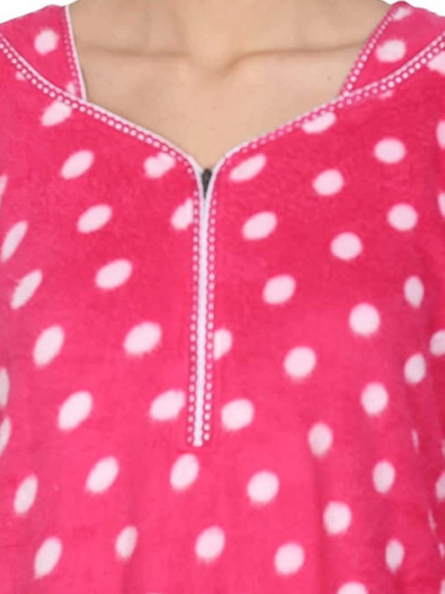 Noty Women Woolen Winter Fleece Nighty 3/4 Sleeve - Punch, Maroon, Deep Purple, Navy Blue