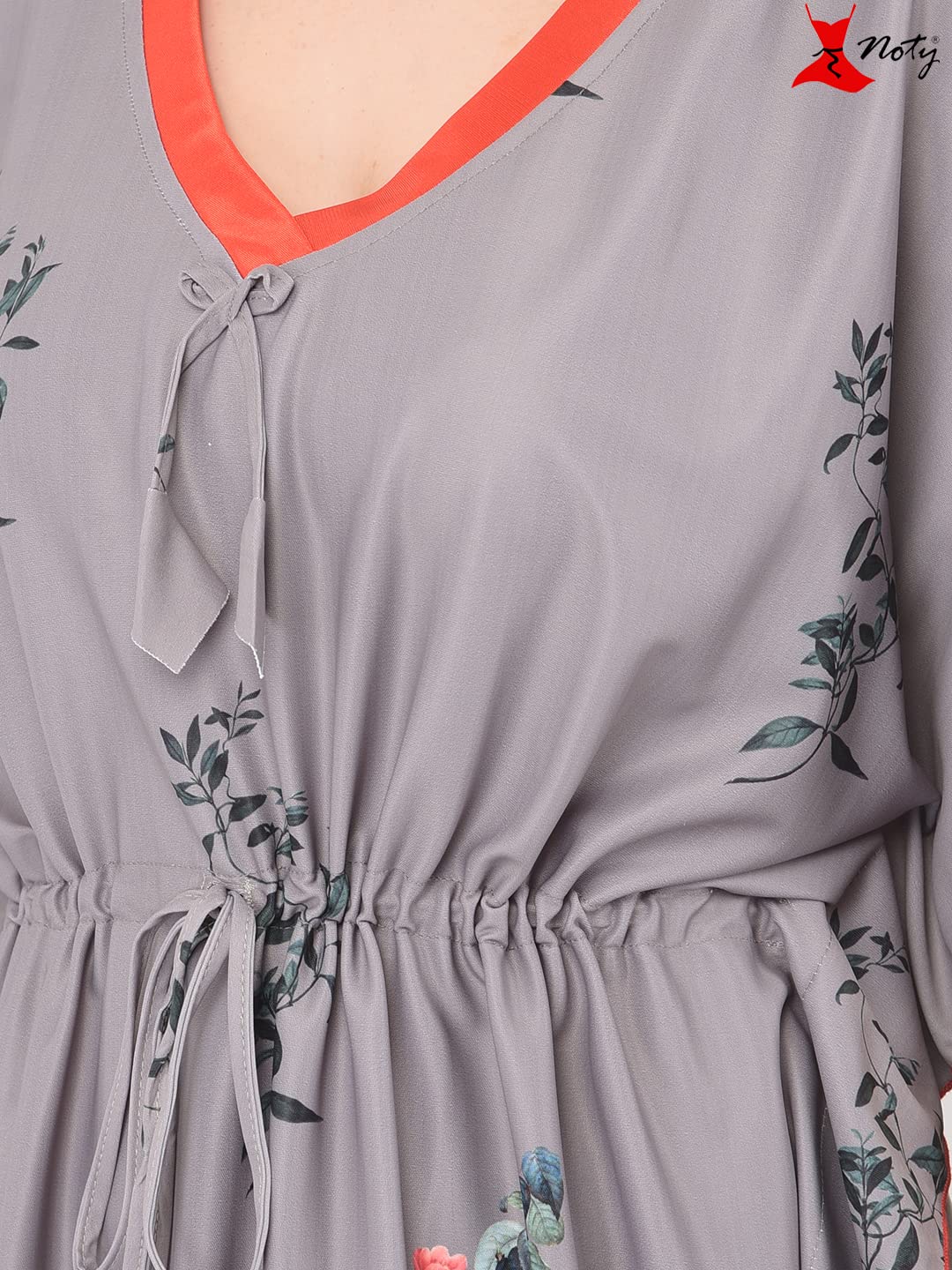 Noty ยฎ Women's Kaftan Nighty | Digital Print | Sarena Fabric | V Shaped Neck Nightwear | Nightdress for Girl
