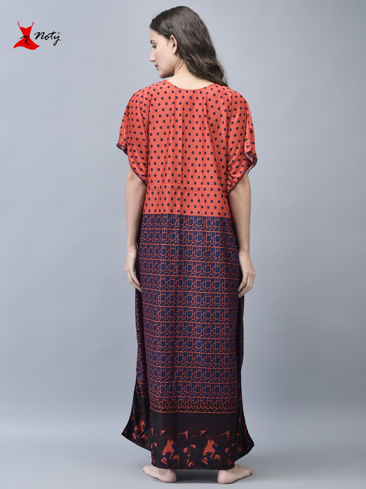 Noty ® Women's Kaftan Nighty | Printed Maxi | Sarena Fabric | Short Slevees Nightie | Nightgown for Girls & Women