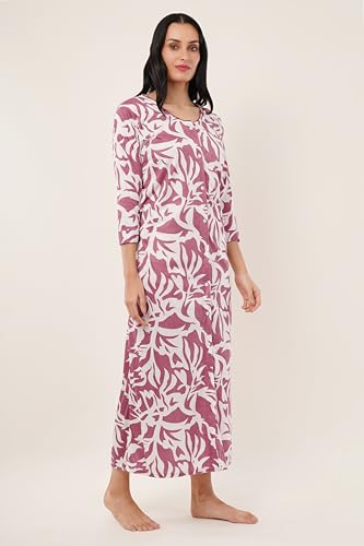 Noty® Women's- Maternity/Hospital/Delivery Gown- Poly Viscose Knits Fabric- Front Open | Printed | Round Neck with Button Closure | Pocket | Full Sleeves