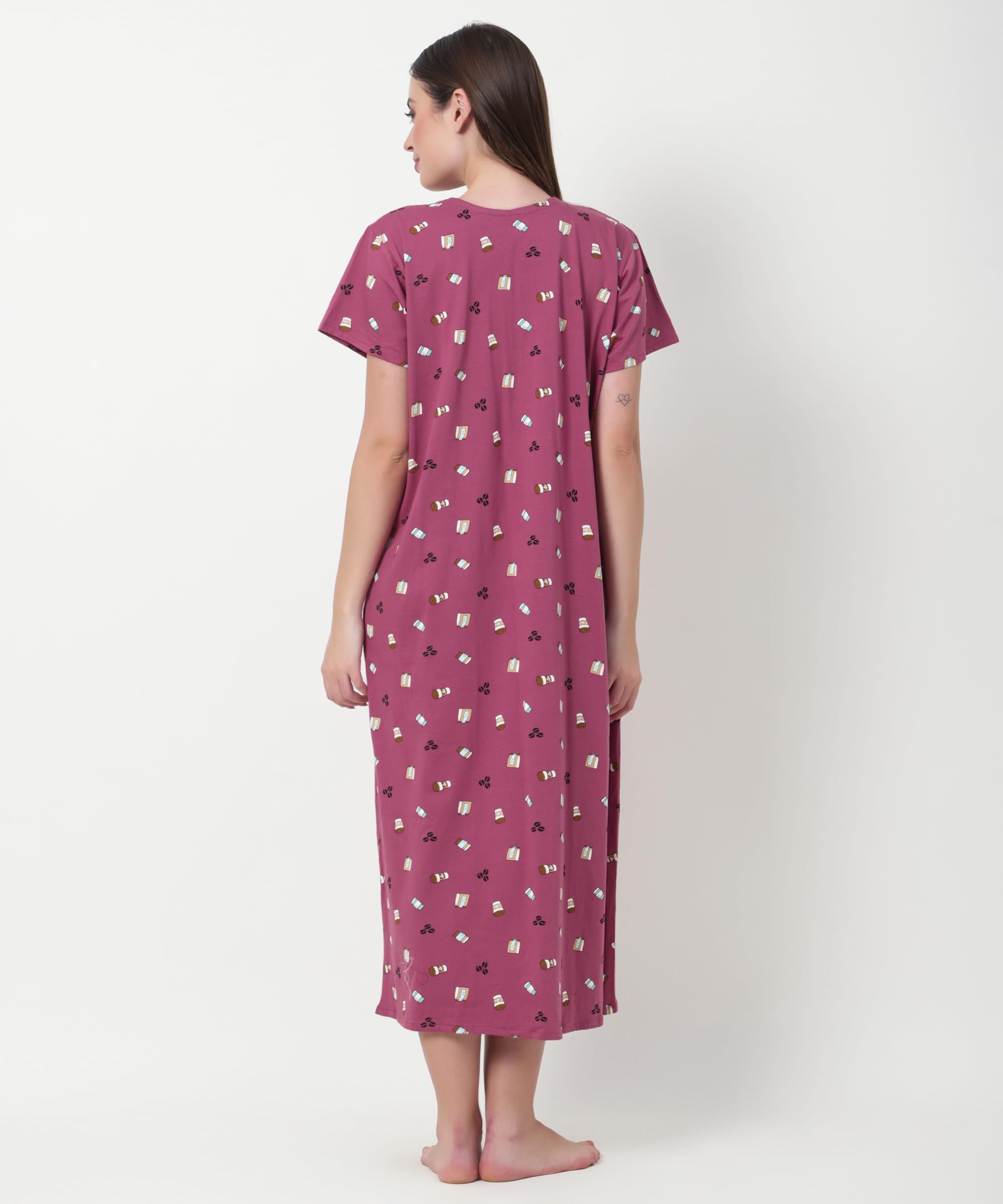 Noty ® Women's- Maternity | Hospital | Delivery Gown | Feeding | Nursing Nighty- Sinker Cotton Knits Fabric- Front Open | Printed | Full Button Open | Short Sleeves