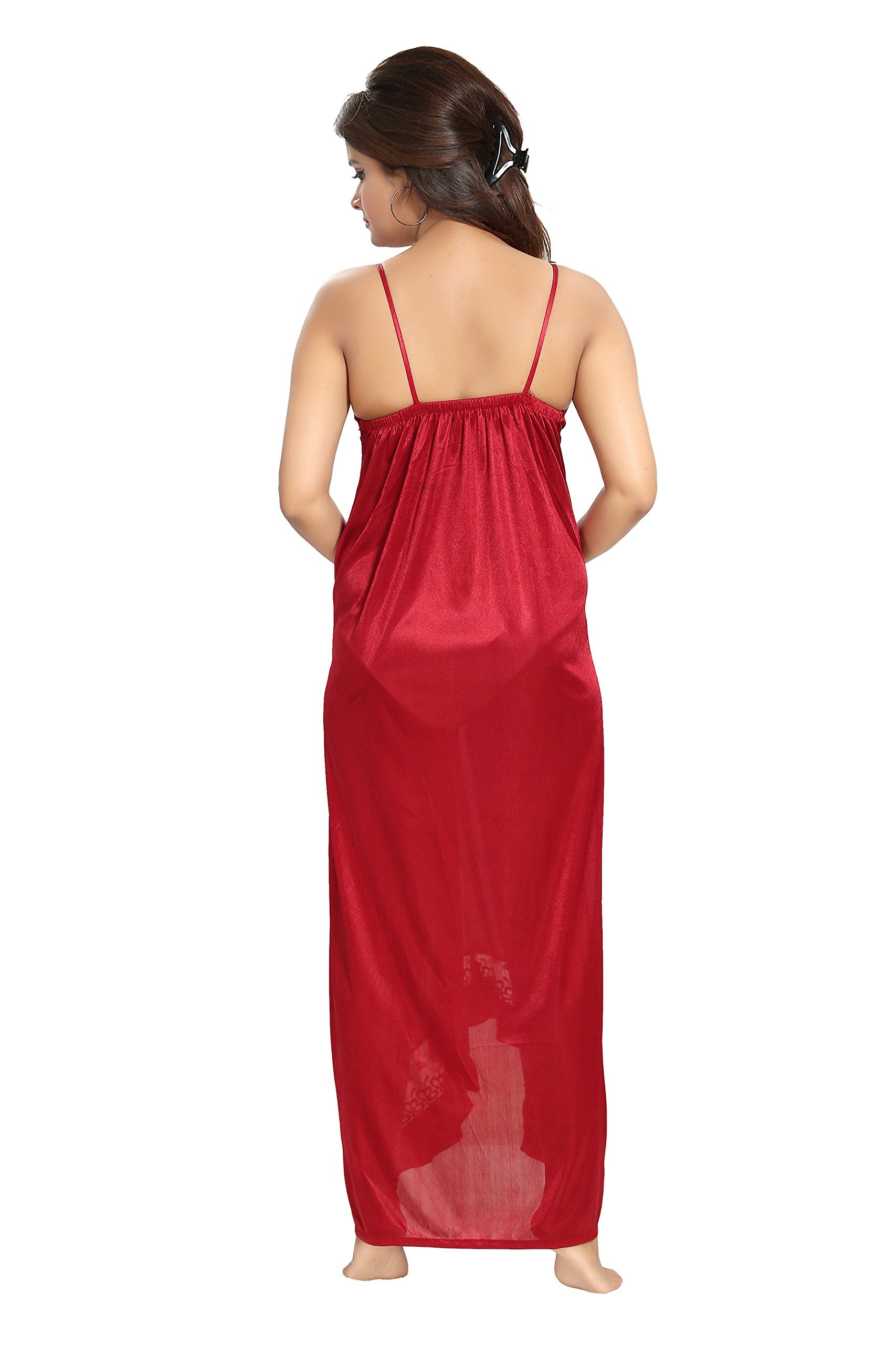 Noty Women's Satin Solid Maxi Nighty (Pack of 2)