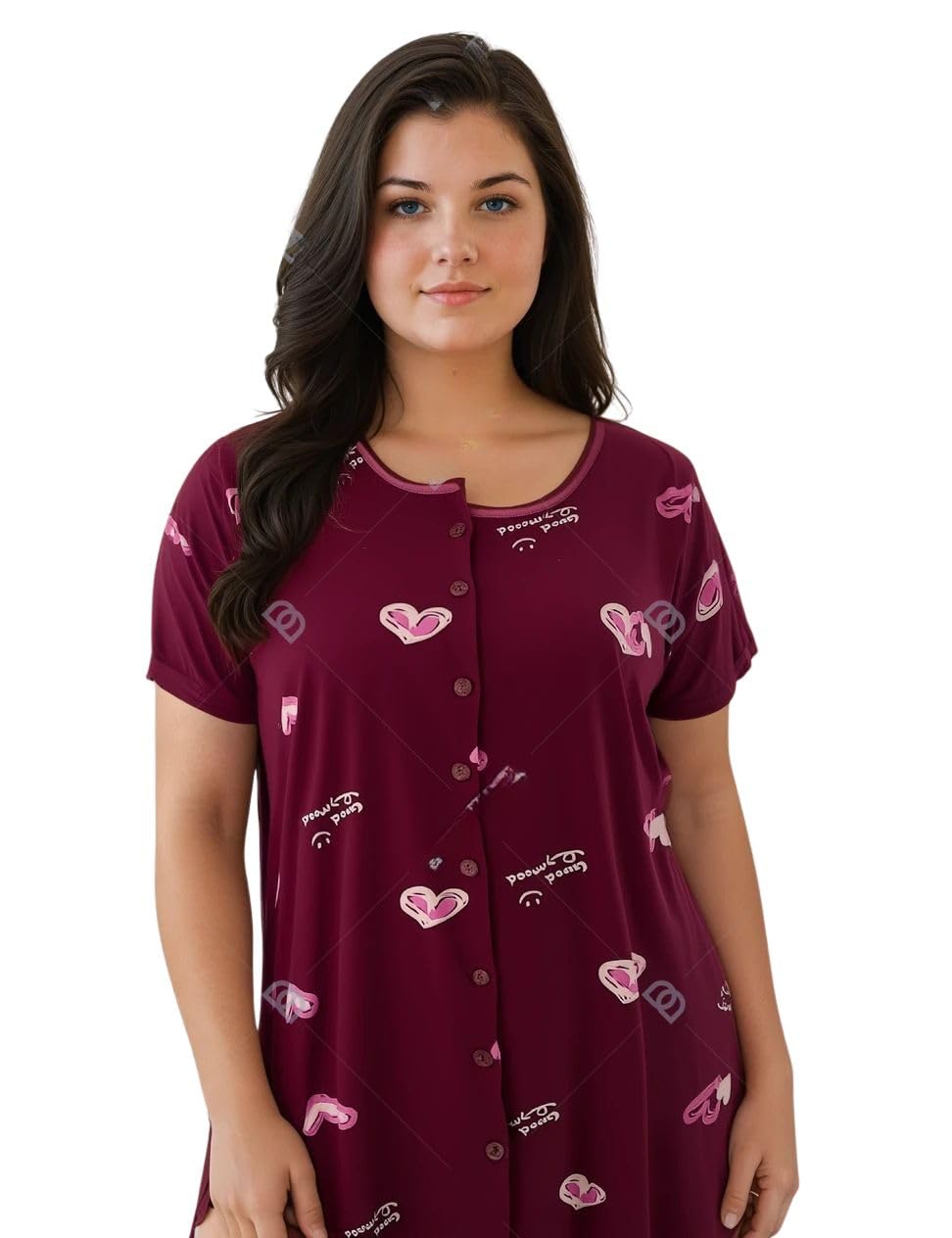 Noty ® Women's- Maternity | Hospital | Delivery Gown | Feeding | Nursing Nighty- Sinker Cotton Knits Fabric- Front Open | Printed | Full Button Open | Short Sleeves