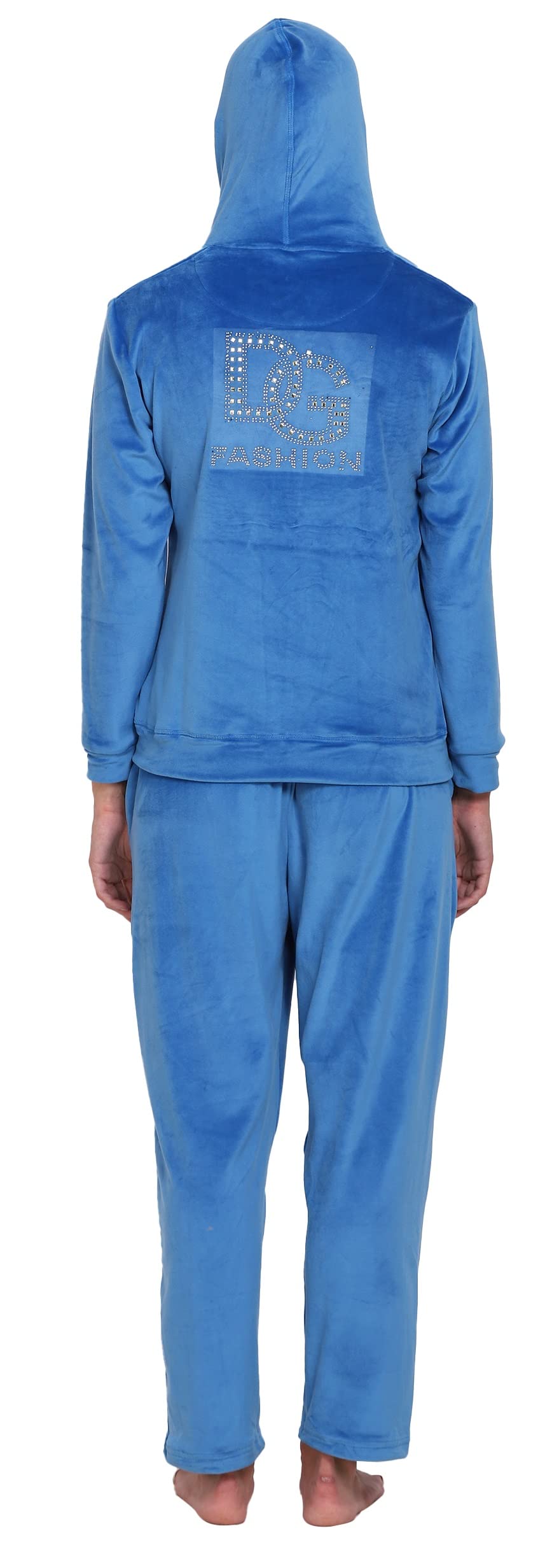 Noty® Night Suit Winter Velvet-Hoody with Zip-2 Side Pockets