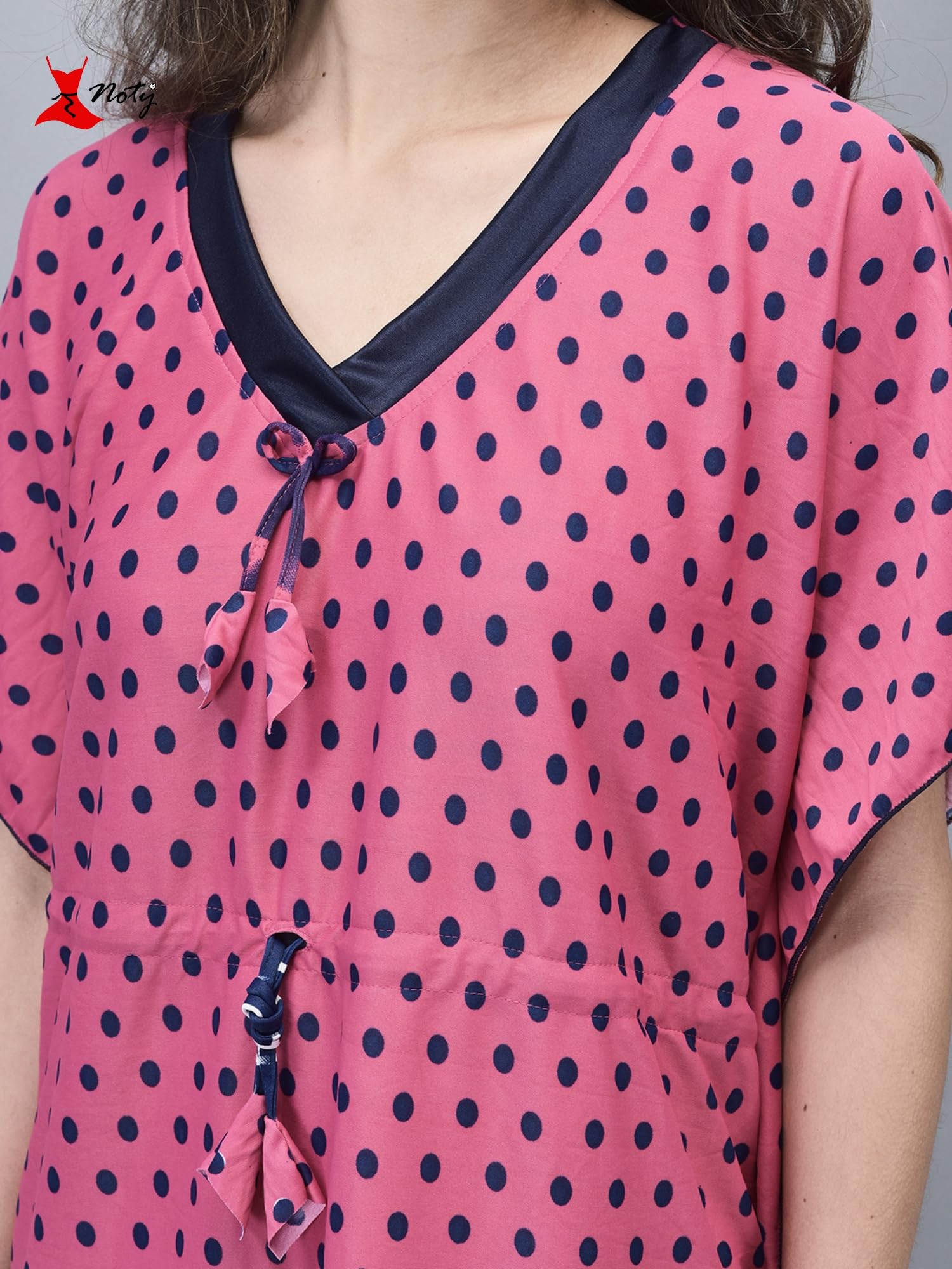 Noty ® Women's Kaftan Nighty | Printed Maxi | Sarena Fabric | Short Slevees Nightie | Nightgown for Girls & Women