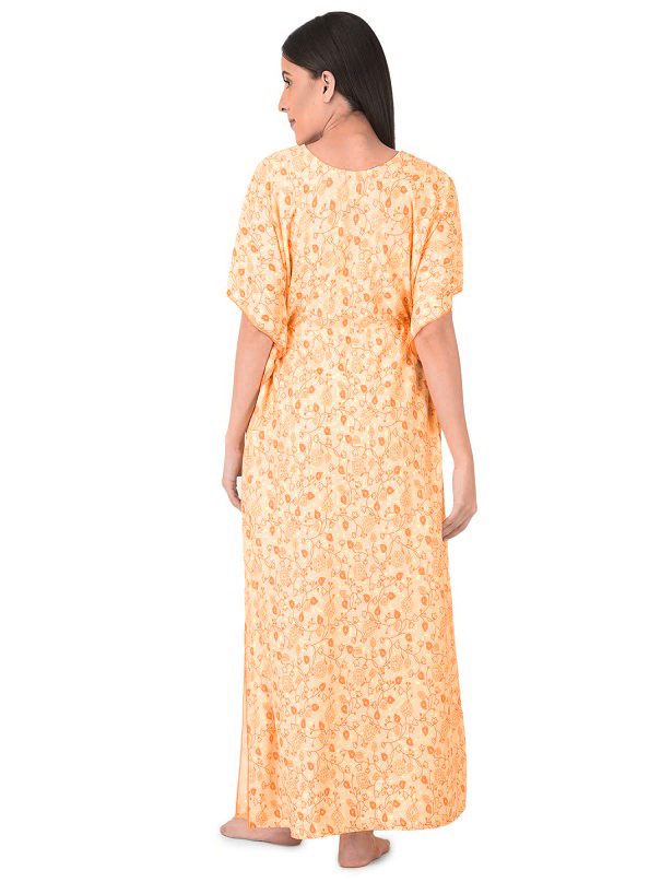 Noty Women's Soft Cotton Kaftan Maxi Nightgown Nighty Nightdress Nightwear -V-Neck- Floral