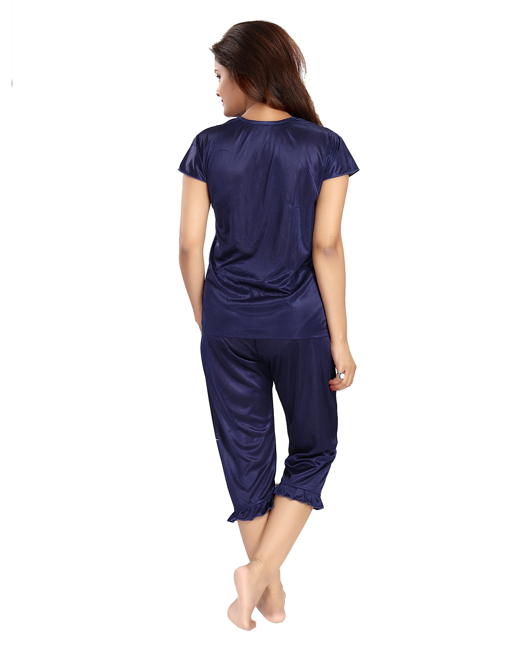 Noty Women's Satin Plain/Solid Nightwear Set Pack of 4