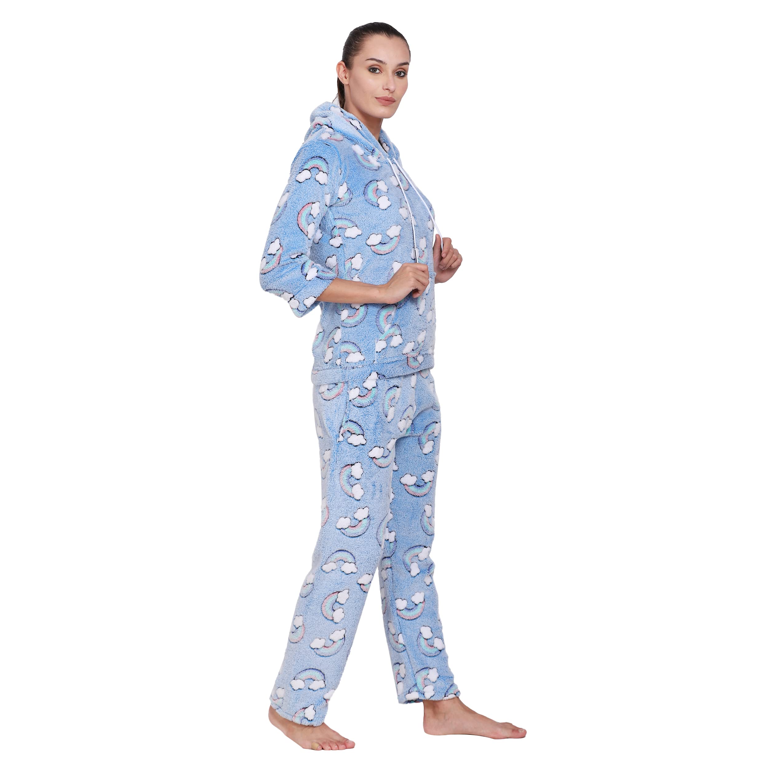 Noty- Night Suit Velvet-Hoody with 2 Side Pockets