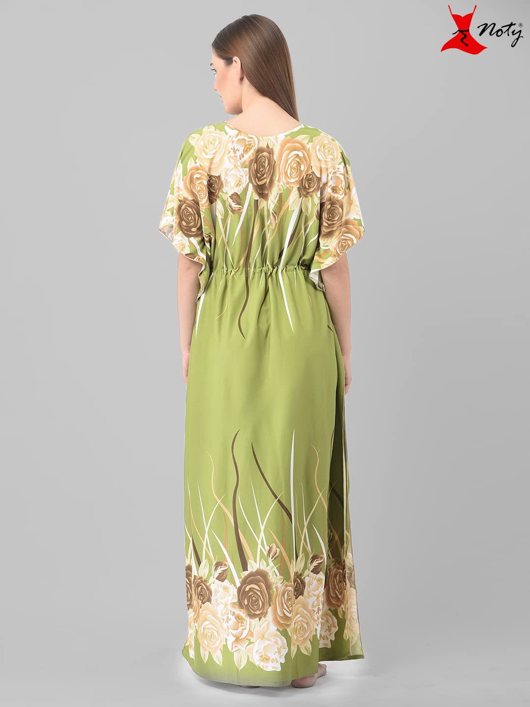 Noty ® Women's Kaftan Nighty | Printed Maxi | Sarena Fabric | Short Slevees Nightie | Nightgown for Girls & Women