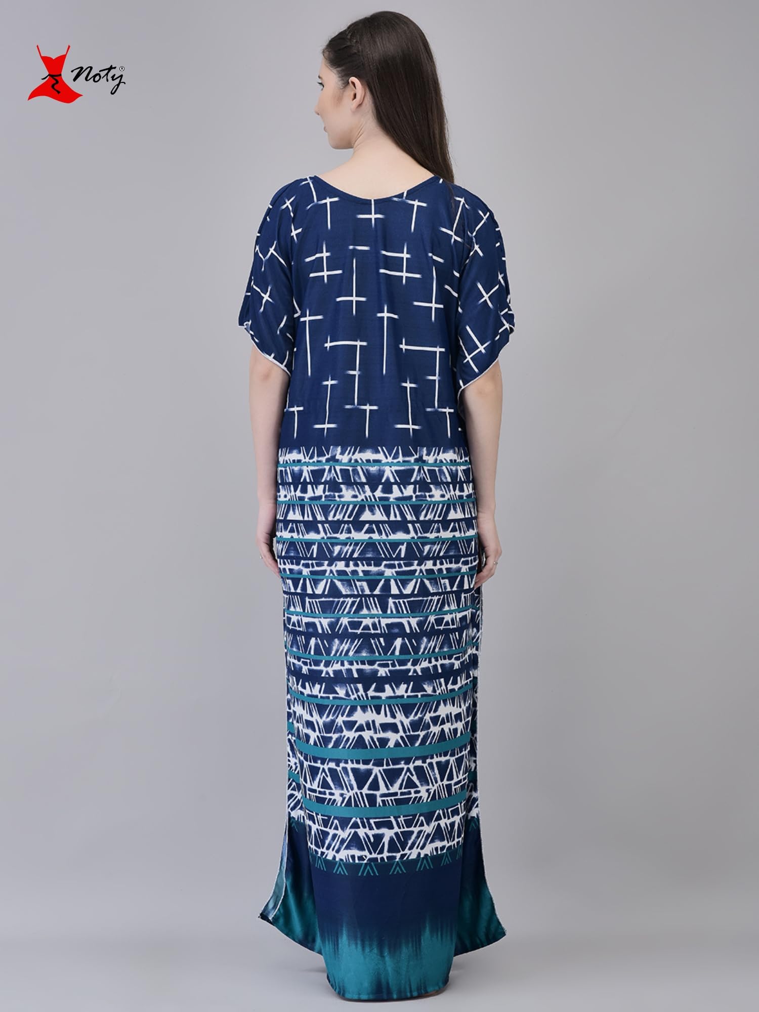 Noty ® Women's Kaftan Nighty | Printed Maxi | Sarena Fabric | Short Slevees Nightie | Nightgown for Girls & Women