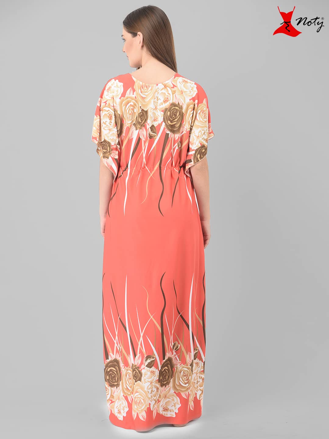 Noty ® Women's Kaftan Nighty | Printed Maxi | Sarena Fabric | Short Slevees Nightie | Nightgown for Girls & Women