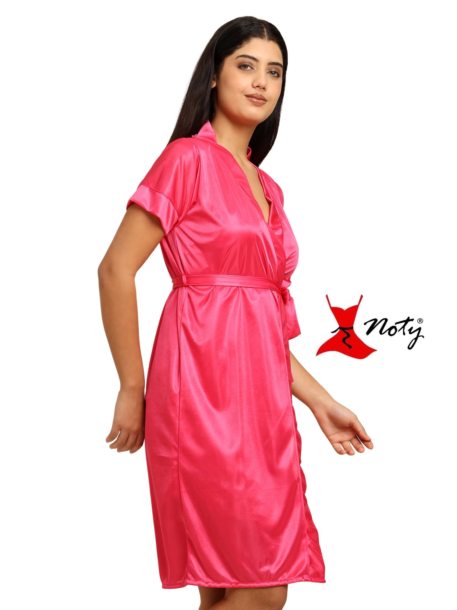 Noty ® Women's- 3 Pc Hot & Sexy Nightwear Set- Satin - Sexy Lace Chemise with Robe