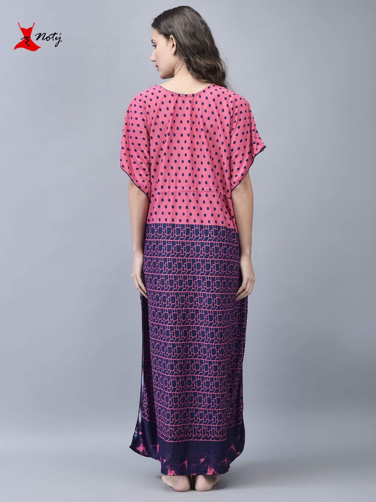 Noty ® Women's Kaftan Nighty | Printed Maxi | Sarena Fabric | Short Slevees Nightie | Nightgown for Girls & Women