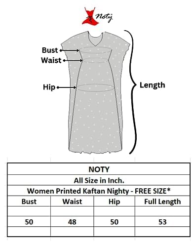 Noty ยฎ Women's Kaftan Nighty | Digital Print | Sarena Fabric | V Shaped Neck Nightwear | Nightdress for Girl