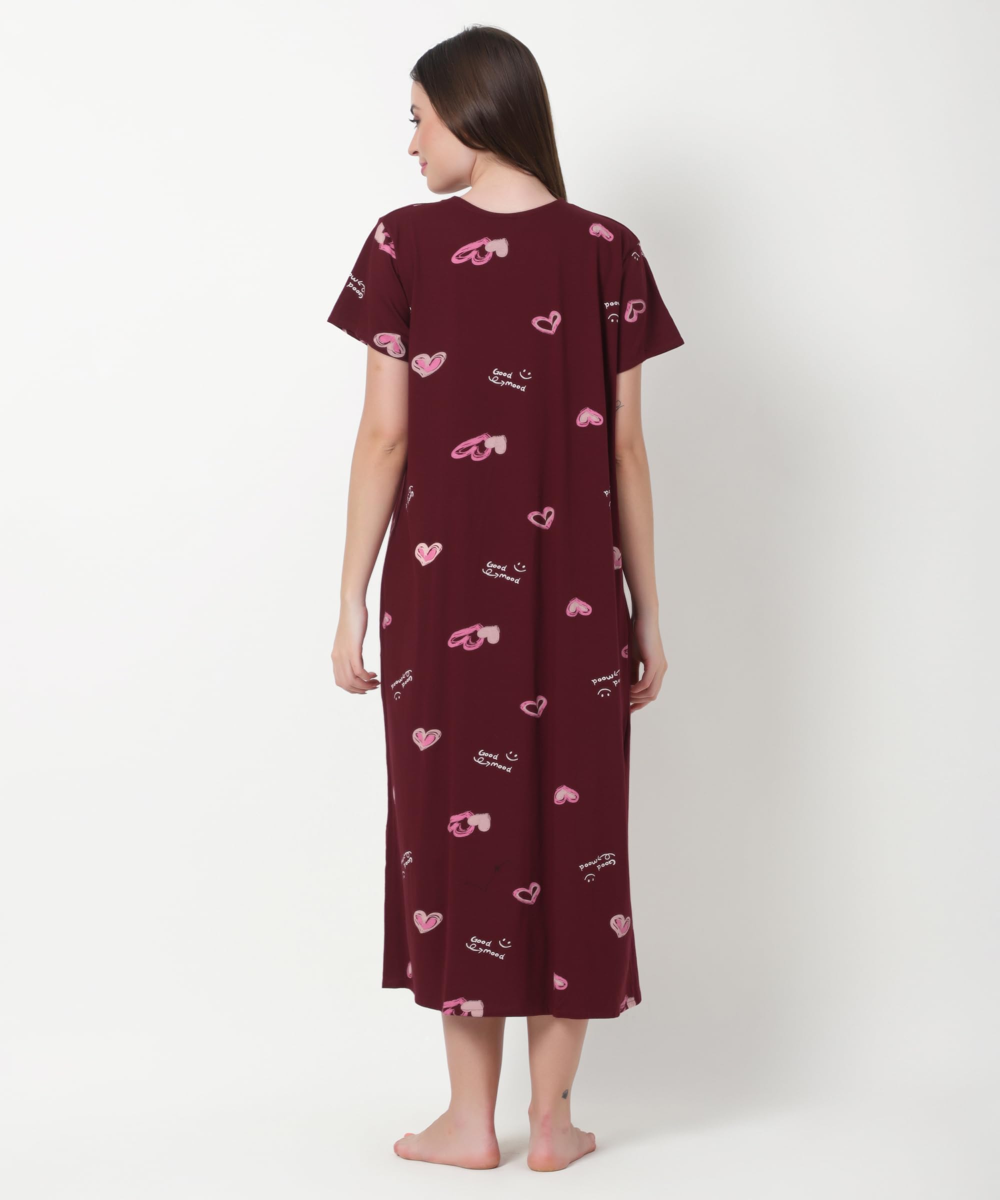 Noty ® Women's- Maternity | Hospital | Delivery Gown | Feeding | Nursing Nighty- Sinker Cotton Knits Fabric- Front Open | Printed | Full Button Open | Short Sleeves