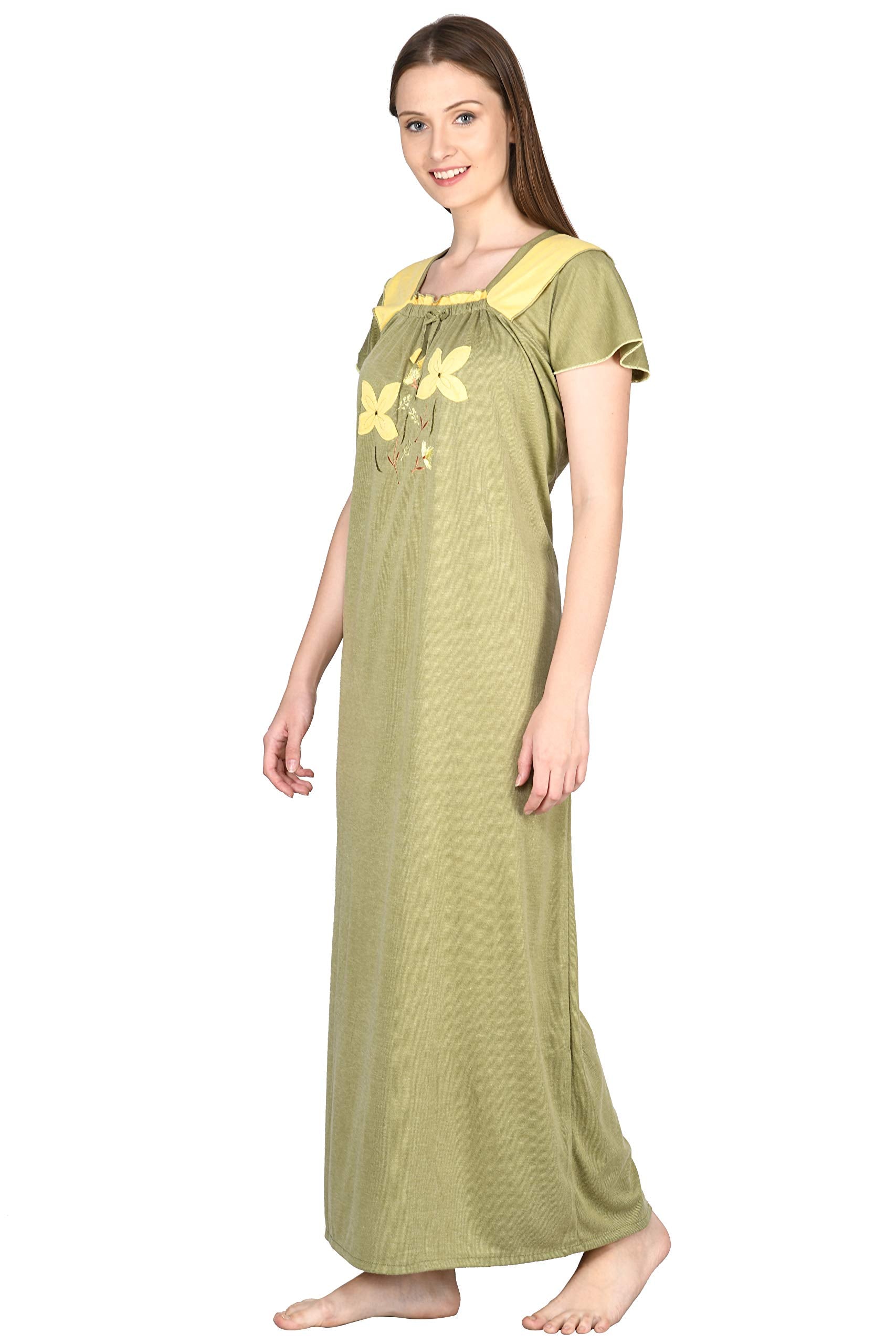 Noty- Women's Hosiery Cotton Blend Nighty | Soft Fabric | Short Sleeves Nighty