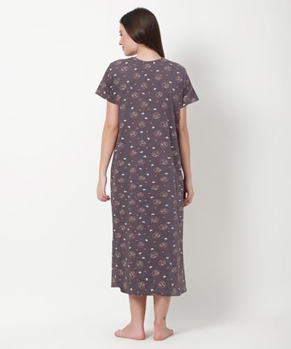 Noty ® Women's- Maternity | Hospital | Delivery Gown | Feeding | Nursing Nighty- Sinker Cotton Knits Fabric- Front Open | Printed | Full Button Open | Short Sleeves