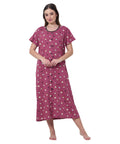 Noty ® Women's- Maternity | Hospital | Delivery Gown | Feeding | Nursing Nighty- Sinker Cotton Knits Fabric- Front Open | Printed | Full Button Open | Short Sleeves