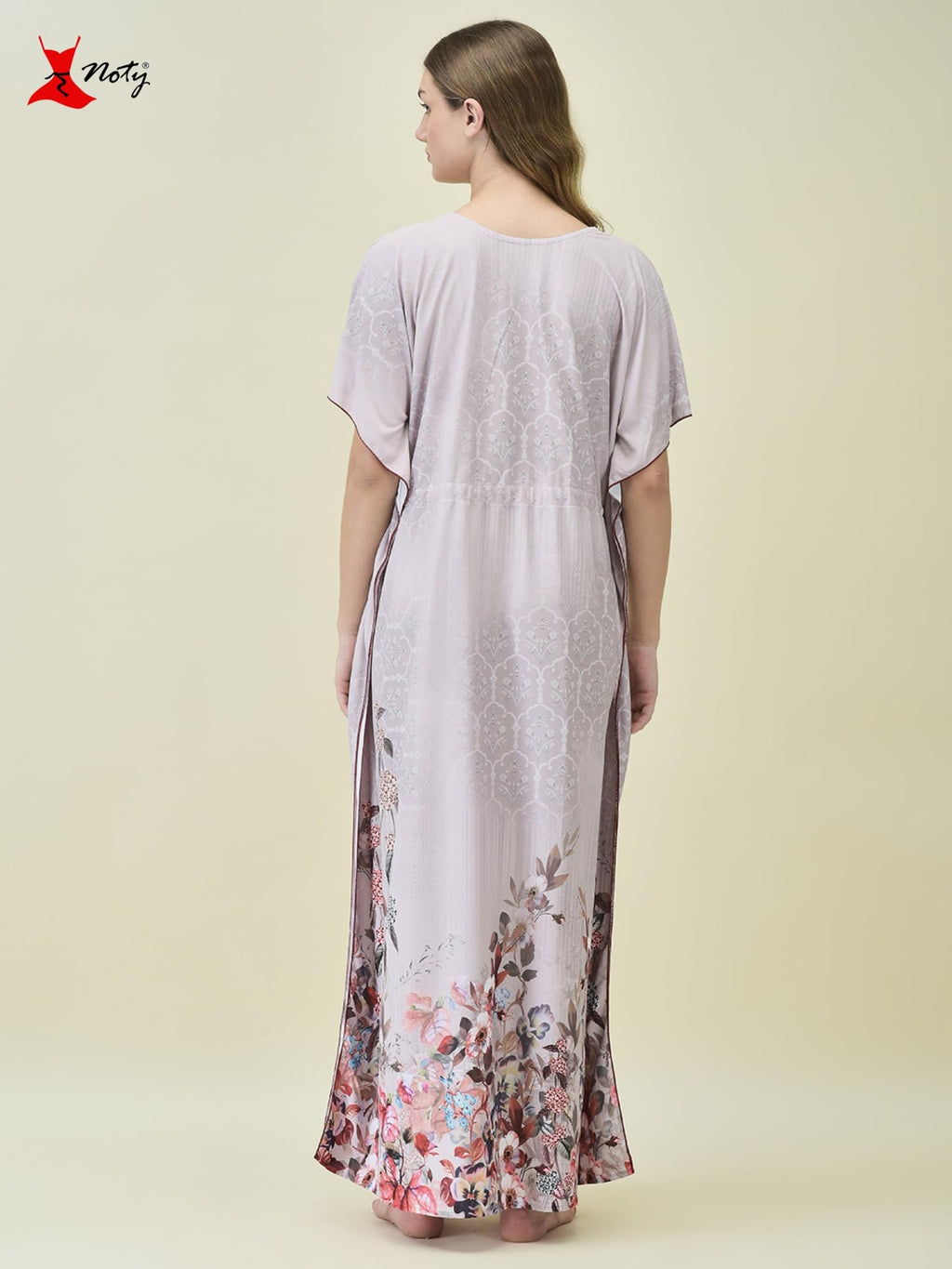 Noty ® Women's Kaftan Nighty | Digital Print | Sarena Fabric | V Shaped Neck Nightwear | Nightdress for Girl