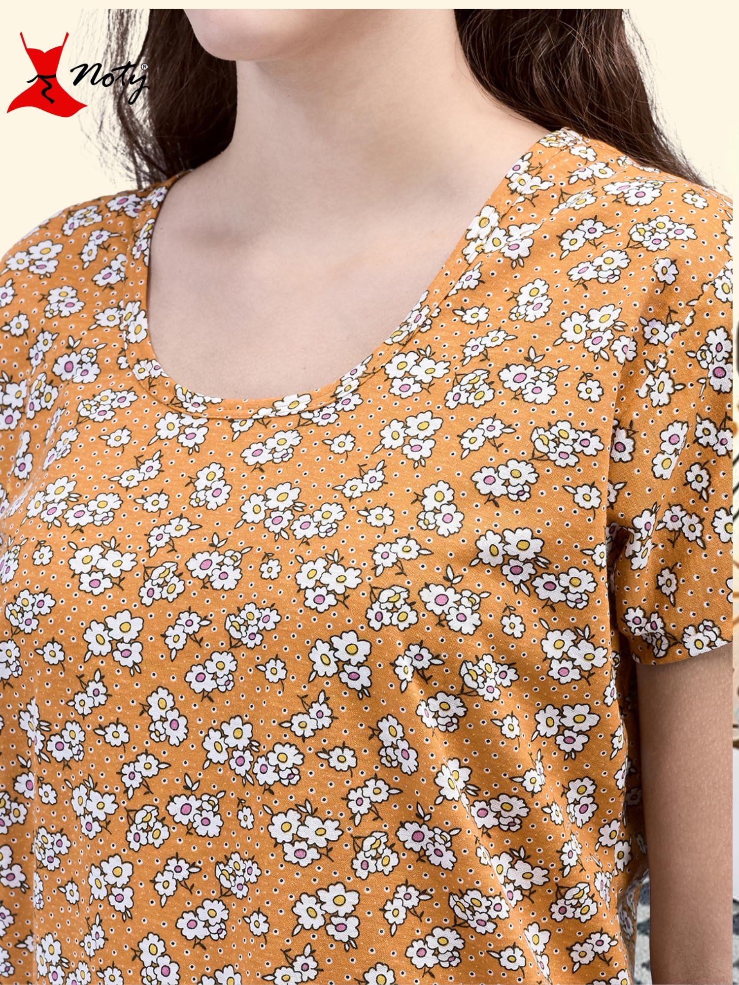 Noty® Women's- Night Suit | Co-ords Set | Night Wear | Night Dress | Loungewear- Poly Cotton Knits Fabric- Floral Printed