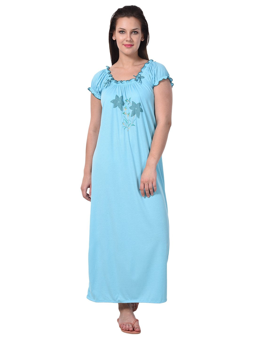 Noty Women's Cotton Floral Maxi Nighty