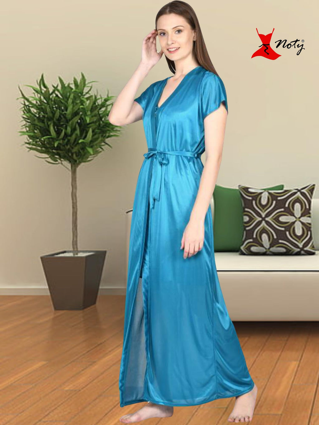 Noty - 2 Pc Women's/Girls' Hot Night Robe and Night Slip