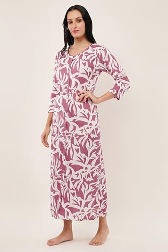 Noty® Women's- Maternity/Hospital/Delivery Gown- Poly Viscose Knits Fabric- Front Open | Printed | Round Neck with Button Closure | Pocket | Full Sleeves