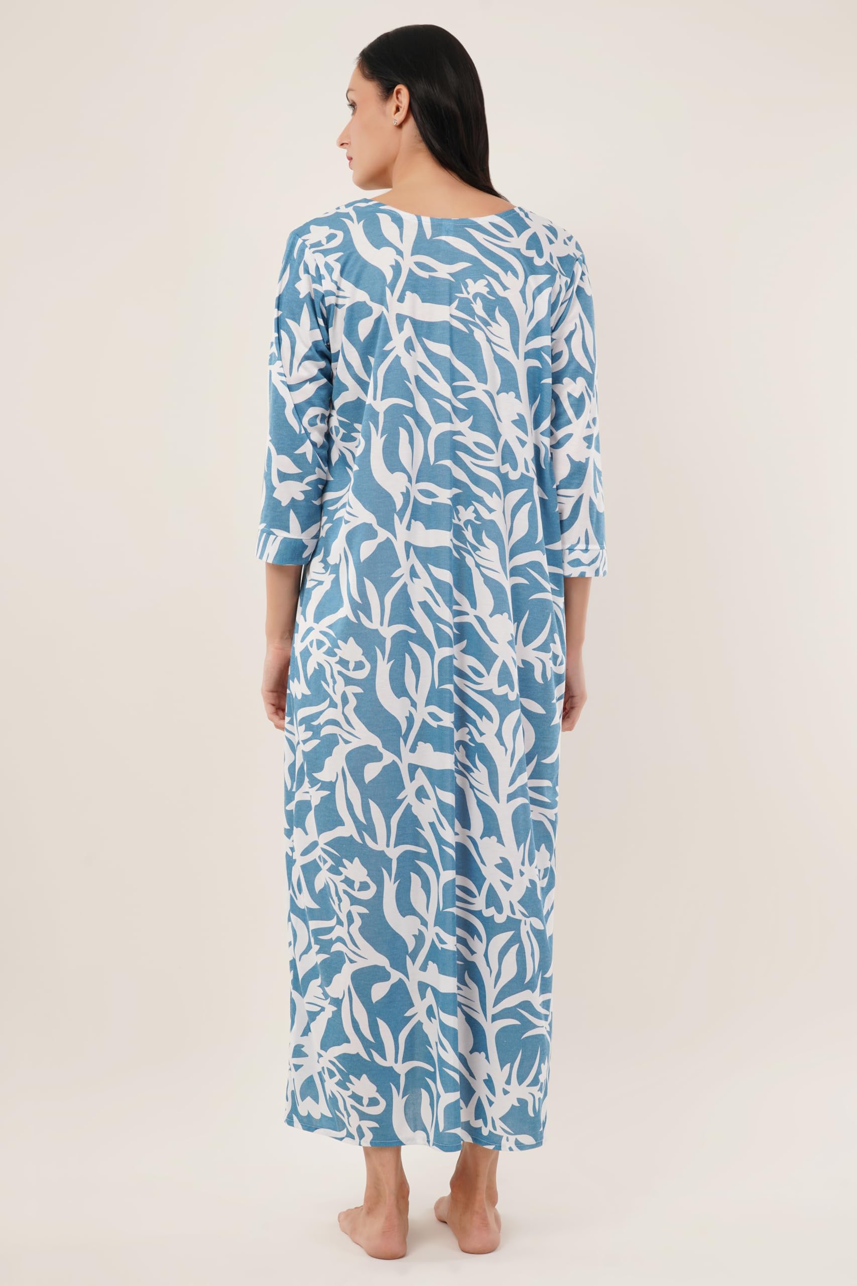 Noty® Women's- Maternity/Hospital/Delivery Gown- Poly Viscose Knits Fabric- Front Open | Printed | Round Neck with Button Closure | Pocket | Full Sleeves